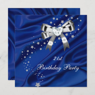 Invitation Age Anniversaire Fête Bleu Argent