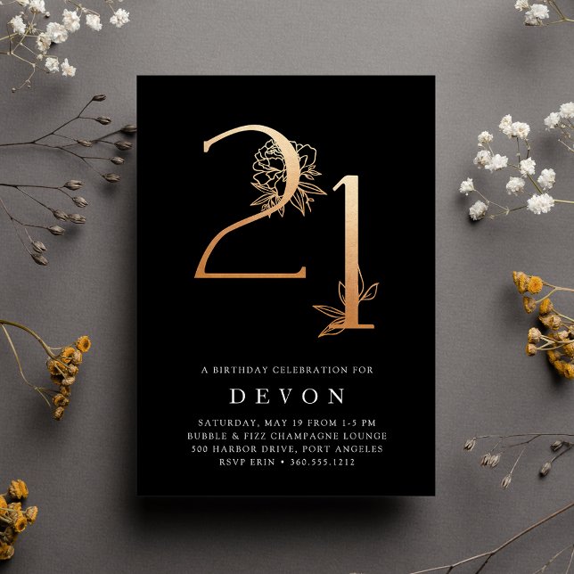 Invitation Âge d'or | Rose Gold 21st Birthday Party Invitatio (Créateur téléchargé)