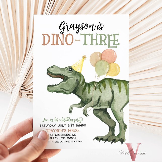 Invitation AGE modifiable T-Rex Dinosaures Anniversaire Amusa (Créateur téléchargé)