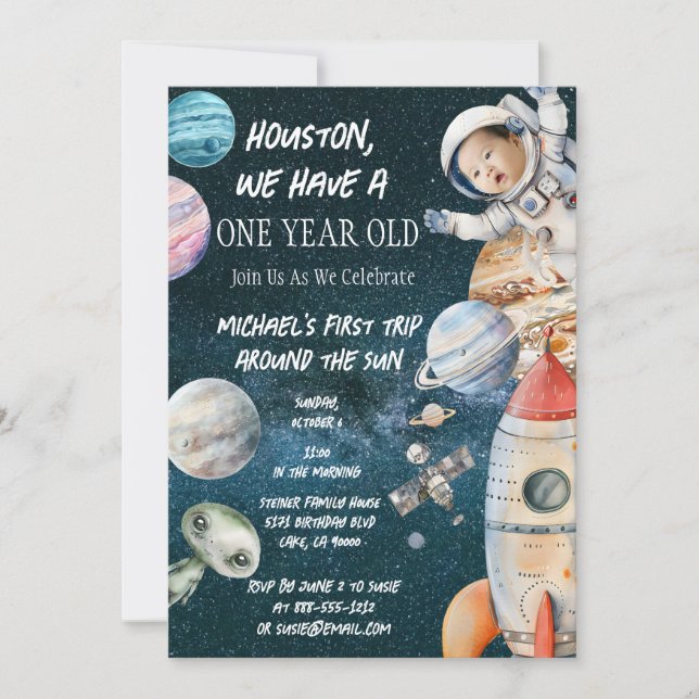 Invitation Âge personnalisé Astronaute spatiale Anniversaire  (Devant)