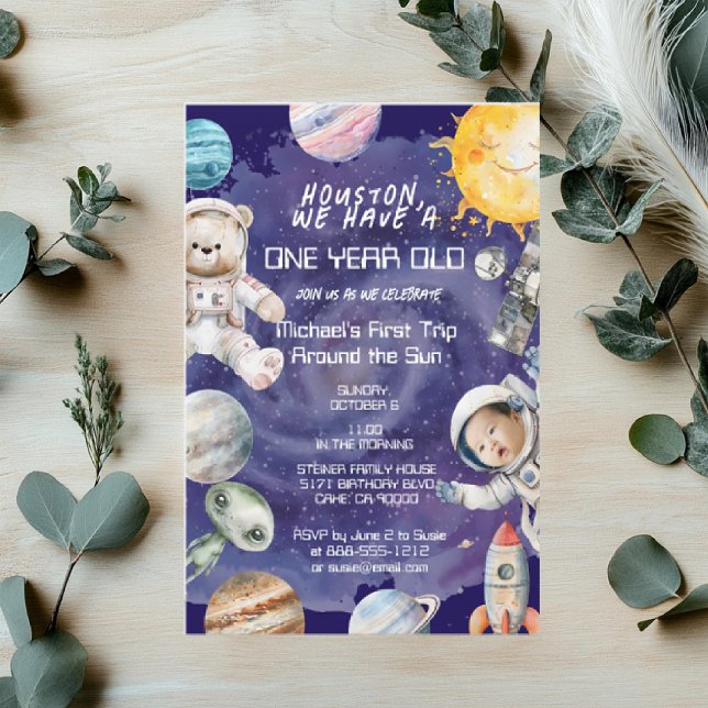 Invitation Âge personnalisé Astronaute spatiale Anniversaire  (Créateur téléchargé)
