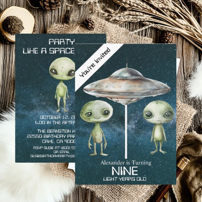 Invitation Âge personnalisé Espace extra-atmosphérique Alien  (Créateur téléchargé)