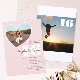 Invitation Age personnalisé Fête d'anniversaire Photo Coeur A