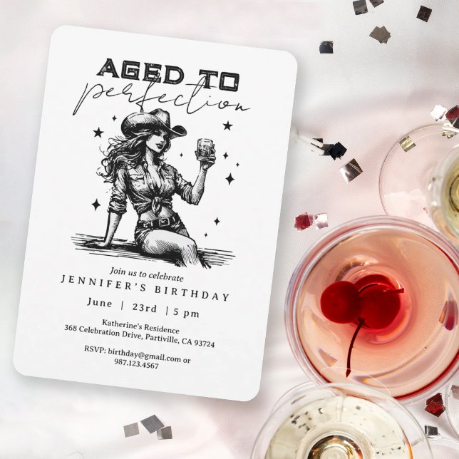 Invitation Aged to Perfection Chic Cowgirl Birthday Party  (Créateur téléchargé)