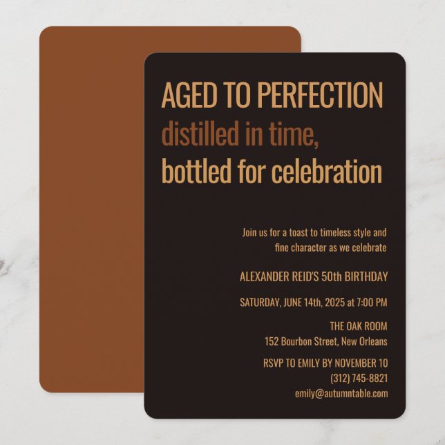 Invitation Aged to Perfection | Whisky Birthday (Devant / Derrière)