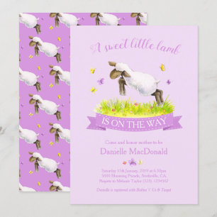 Invitation Agneau de printemps sautant le mignon baby shower 