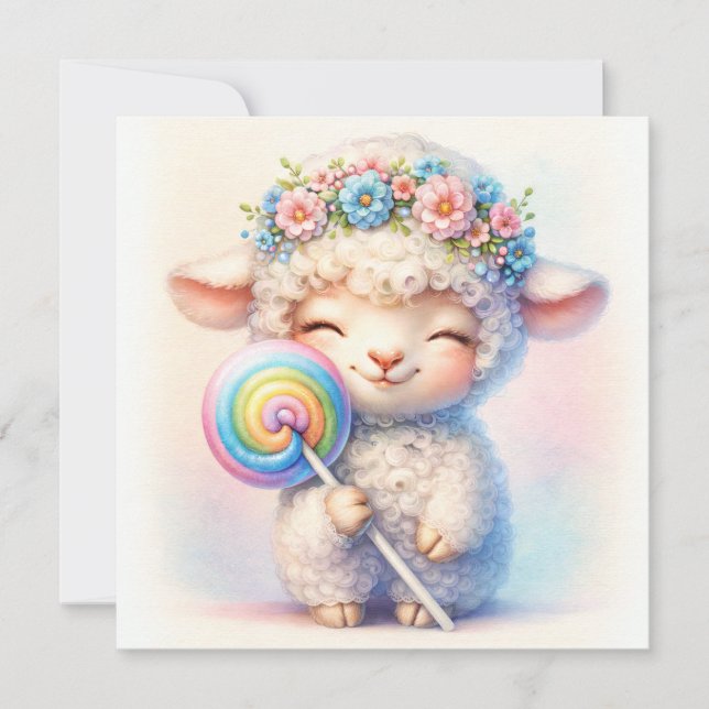 Invitation Agneau Mignon avec Sucette - Nurserie Fantaisiste (Devant)
