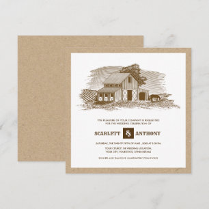 Invitation Agritourisme Papier Kraft Rustic Wedding Invitatio