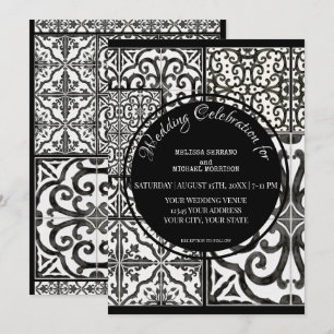 Invitation Agritourisme rustique Carrelage moderne Noir Blanc