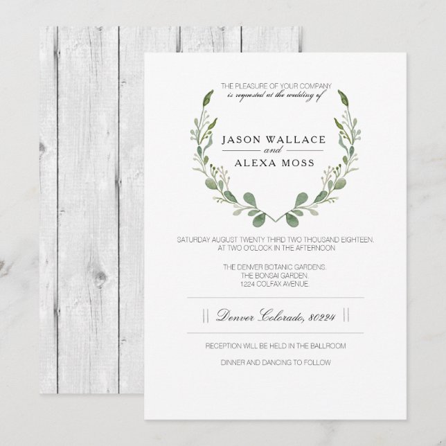 Invitation Agritourisme rustique | Mariage élégant (Devant / Derrière)