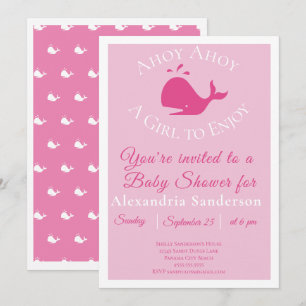 Invitation Ahoy A Girl to Enjoy Nautical Baby shower