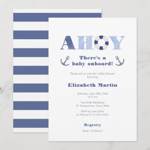 Invitation Ahoy Baby On Board Nautical Boy Baby Shower