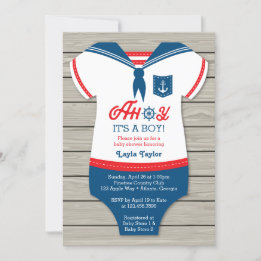 Invitation Ahoy Baby shower Invitation, marin, nautique