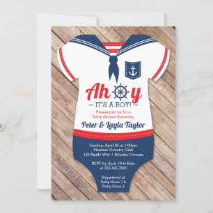 Invitation Ahoy Baby shower Invitation, marin, nautique