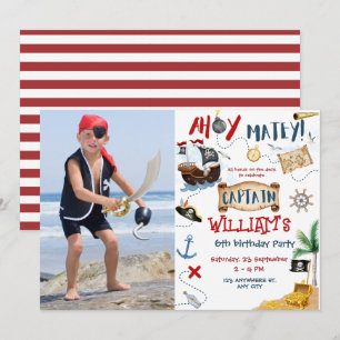 Invitation Ahoy Captain Photo Pirate anniversaire de enfant P