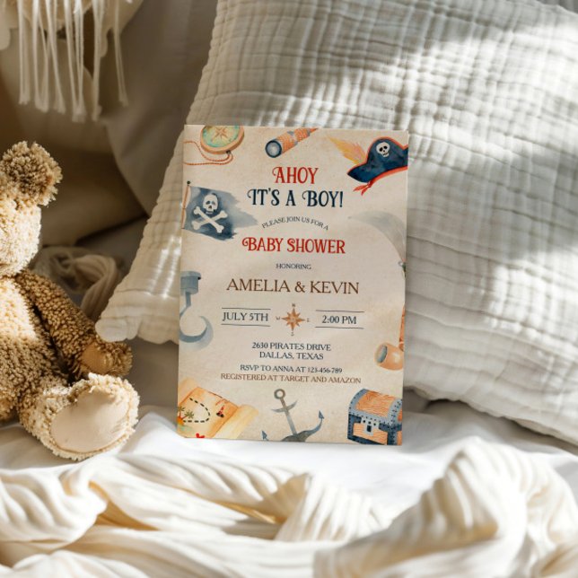Invitation Ahoy C'est un Baby shower de pirates (Créateur téléchargé)