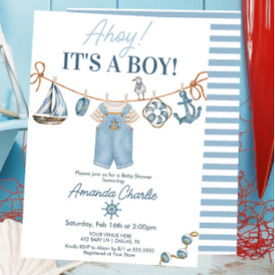 Invitation Ahoy C'est un Baby shower garçon