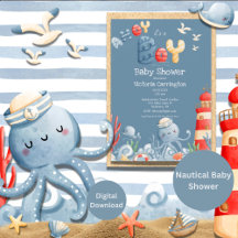 Ahoy C'est un Baby shower nautique bleu garçon