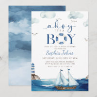 Ahoy C'est Un Boy Blue Boat baby shower nautique