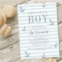 Ahoy C'est un garçon Ancre nautique Baby shower bl