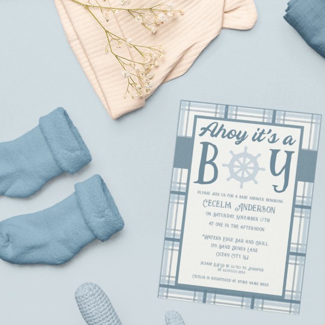 Invitation Ahoy C'est un garçon Baby shower nautique (Créateur téléchargé)