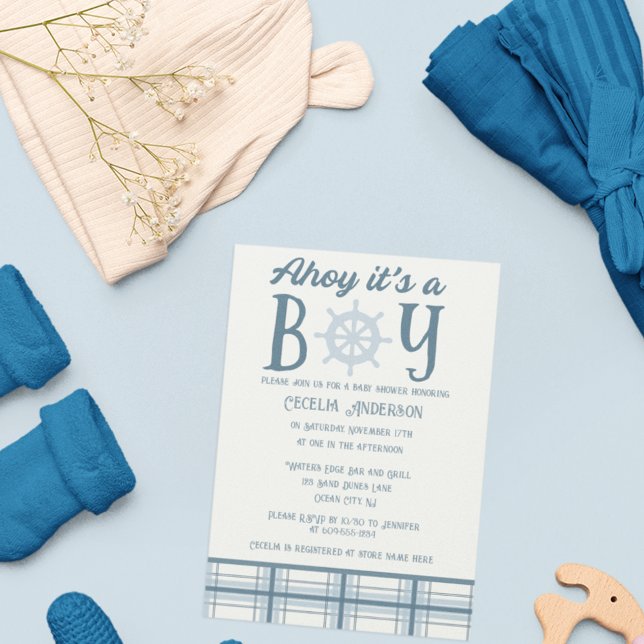 Invitation Ahoy C'est un garçon Baby shower nautique (Créateur téléchargé)