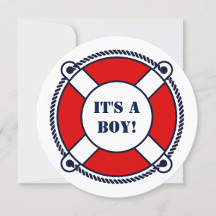 Invitation Ahoy c'est un garçon baby shower nautique invitati