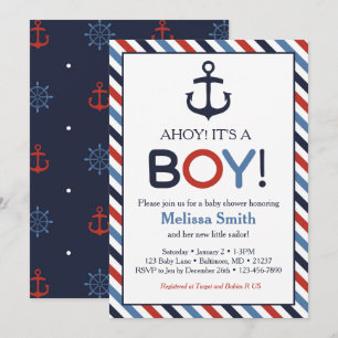 Invitation Ahoy C'est un garçon Baby shower nautique Invitati