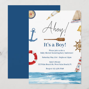 Invitation Ahoy C'est un garçon Baby shower nautique Invitati