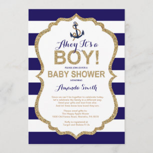 Invitation Ahoy c'est un garçon ! Baby shower nautique par co