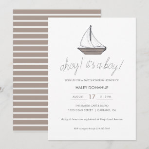 Invitation Ahoy ! C'est un garçon ! Bateau à voile pour bébés