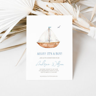 Invitation 'Ahoy, c'est un garçon' Charming Baby shower de ba