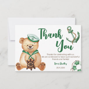 Invitation Ahoy c'est un garçon en peluche baby shower merci
