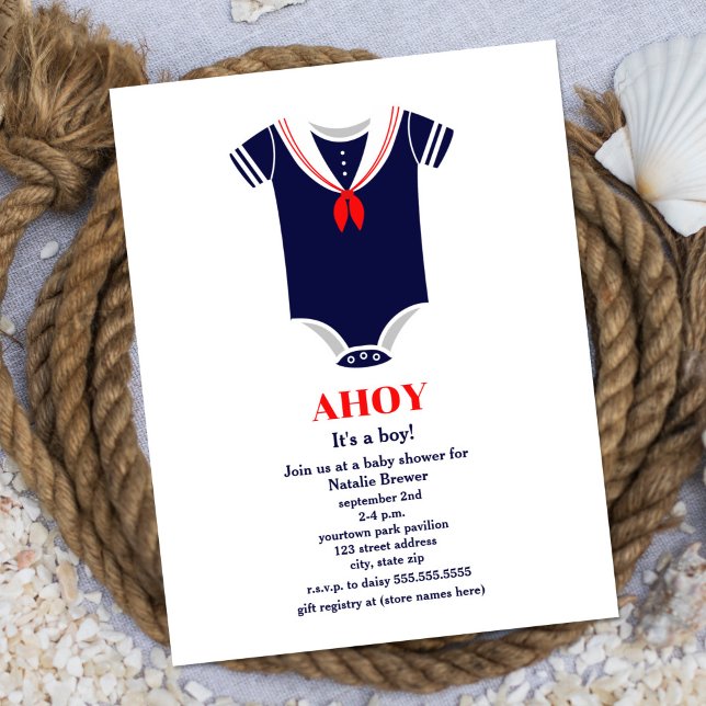 Invitation Ahoy C'est un garçon Nautical Sailor Baby shower (Créateur téléchargé)