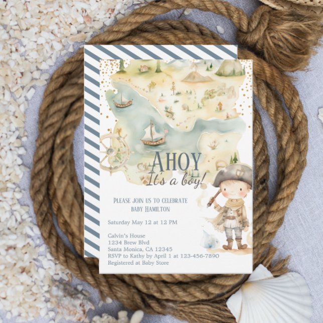 Invitation Ahoy C'est Un Garçon Pirate Aventure Baby Shower (Créateur téléchargé)