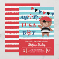 Ahoy C'est un garçon Pirate Bear Baby shower nauti