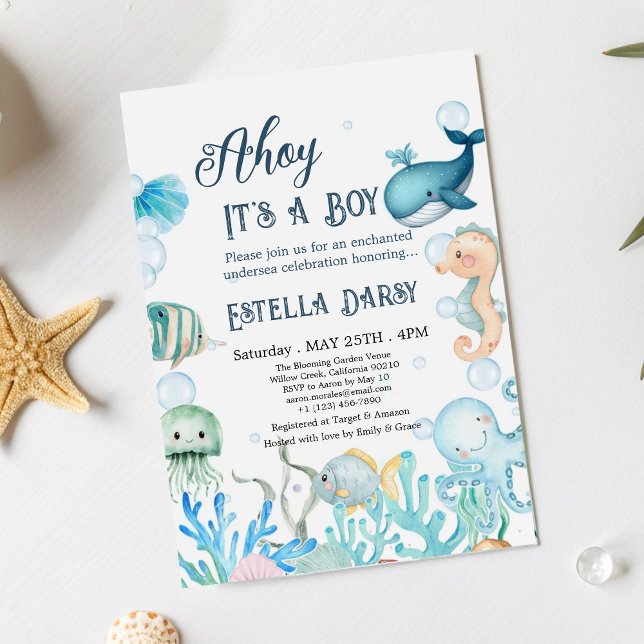 Invitation Ahoy ! C'est un garçon sous le Baby shower Sea Boy (Créateur téléchargé)