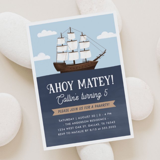 Invitation Ahoy Matey Pirate Boy Anniversaire (Créateur téléchargé)