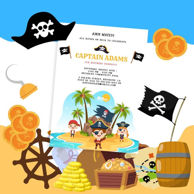 Invitation Ahoy Matey ! Pirate Island Boys Anniversaire (Créateur téléchargé)