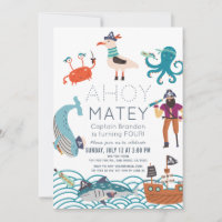 Ahoy Matey Pirate Sea Animal Anniversaire