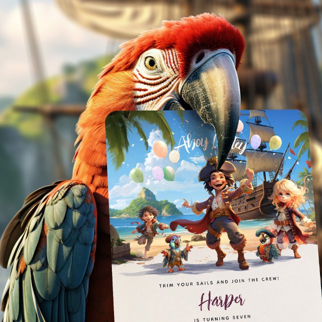 Invitation Ahoy Mateys ! Pirate Paradise Island Anniversaire  (Créateur téléchargé)