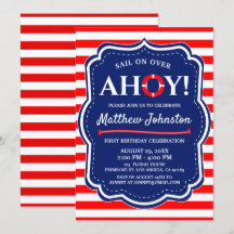 Ahoy Nautical Ocean Navy Blue Coastal Boy Annivers