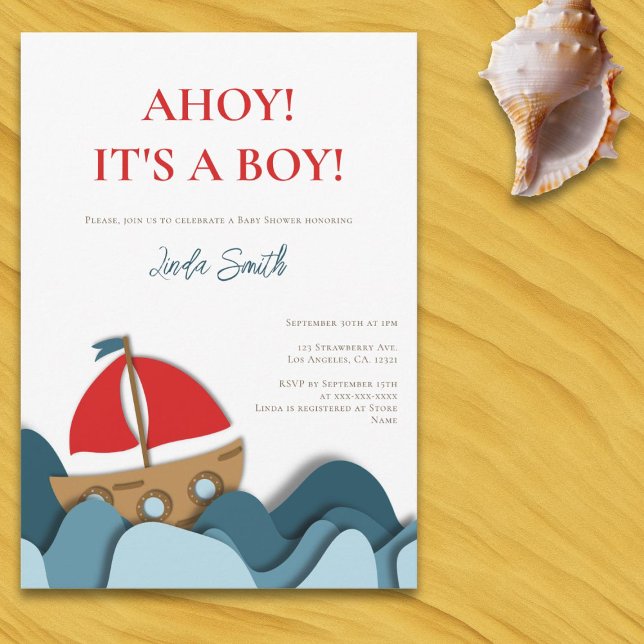 Invitation Ahoy Nautique C'est un Baby shower garçon (Créateur téléchargé)