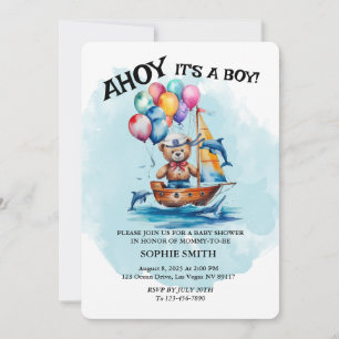 Invitation Ahoy Sailor Son A Boy Nautical Theme Baby shower