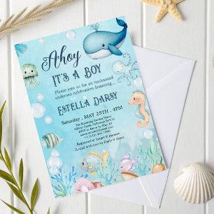 Invitation Ahoy ! Sous L'Invitation Du Baby shower Sea Boy