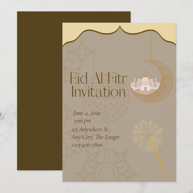 Invitation  Aïd al-Fitr minimaliste  (Devant / Derrière)