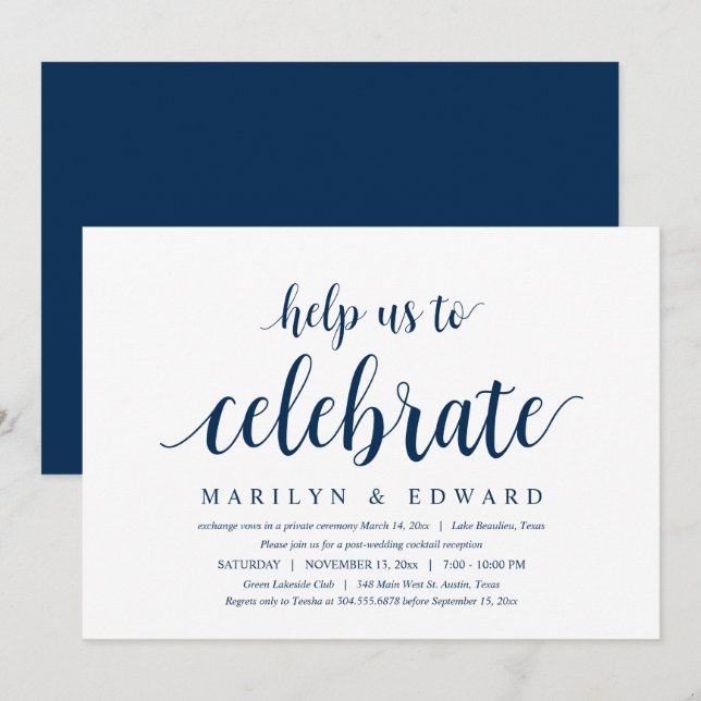 Invitation Aidez-nous à célébrer l'élopement de mariage moder (Devant / Derrière)