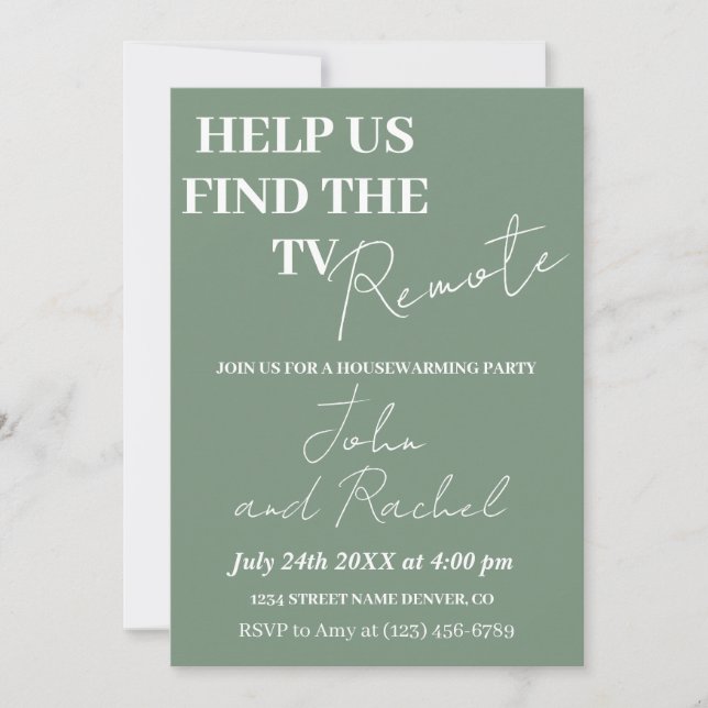 Invitation Aidez-nous à trouver la télécommande amusante fête (Devant)