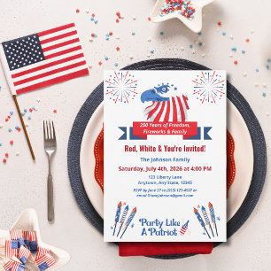 Invitation Aigle chauve patriotique Amérique 250e 14 juillet