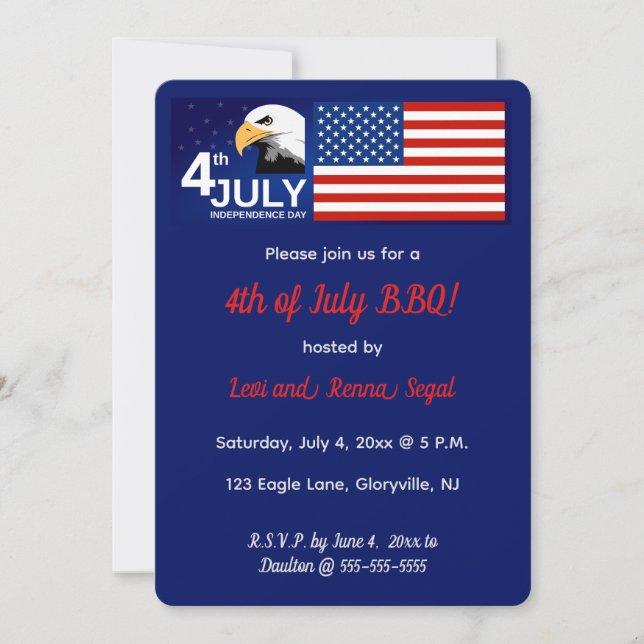 Invitation Aigle de célébration de 4 juillet patriotique modi (Devant)